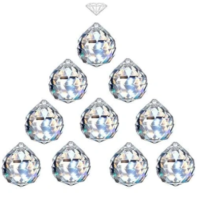 Abbildung von MerryNine Transparente Kristallkugel Prisma Sonnenfänger Regenbogen Anhänger, hängende Kristalle Prismen für Fenster, Feng Shui, als Geschenk 1.6&quot;/40mm 10Pack farblos
