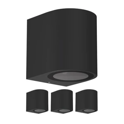 Abbildung von ledscom.de 4 Stück Wandleuchte ALSE für außen, IP54, Downlight, schwarz matt, rund, 1x GU10 max. 35W