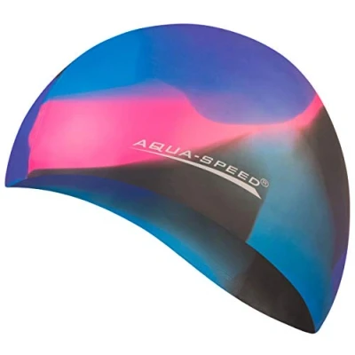 Abbildung von Aqua Speed Bunt Schwimmhaube + Kleines Mikrofaserhandtuch Kinder &amp; Erwachsene elastische Bademütze Badehaube wasserdichte Badekappe für Frauen Männer Silikonbadekappe 04. / 80