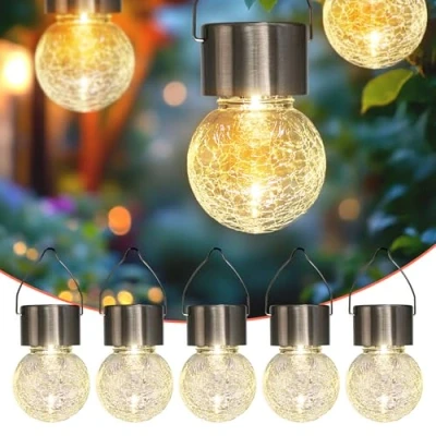Abbildung von Spetebo 5x LED Solar Hängeleuchte Garten Deko Solarleuchte Gartenleuchte Hängelampe