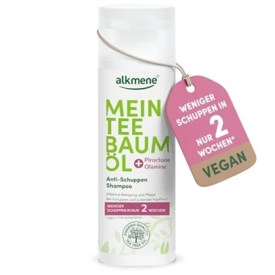 Abbildung von alkmene Mein Teebaumöl Anti Schuppen Shampoo 200 ml weniger in 2 Wochen gegen &amp; juckende Kopfhaut Antischuppen Haarshampoo naturreines Teebaumöl, vegan klimaneutral