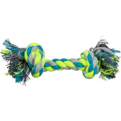 Abbildung von TRIXIE Spieltau für Hunde, petrol/lime/grau, 28 cm, Baumwolle/Polyester, 32652, Wurfspielzeug, Apportieren, zum Tauziehen, Kauspielzeug, ohne Quietscher, hoher Baumwollanteil