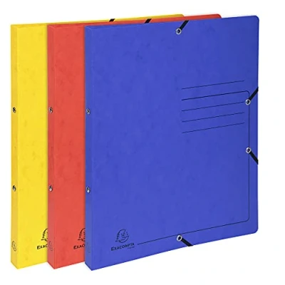 Abbildung von Exacompta 542550E 5er Pack Ringhefter mit Gummizug. Aus extra starkem Colorspan Karton 2 Ring Mechanik DIN A4 Füllhöhe 14 mm farbig sortiert mappe Ringbuch Hefter