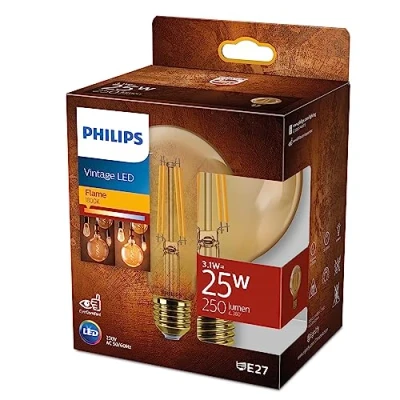 Abbildung von Philips E27 LED Lampe Globe G95 3,1W 1.800K gold