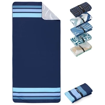 Abbildung von Fit Flip Strandtuch XXL Mikrofaser Badetuch Strandtücher leicht und schnelltrocknend 100% recyceltes Handtuch Strandhandtuch zum Baden (Clean Stripes 160x90cm)