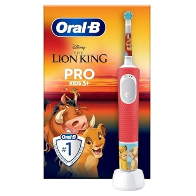 Abbildung von Oral B Pro Kids König der Löwen Elektrische Zahnbürste/Electric Toothbrush für Kinder ab 3 Jahren, inklusive Sensitiv+ Modus Zahnpflege, extra weiche Borsten, 1 Aufsteckbürste, 4 Sticker