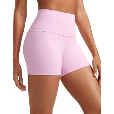 Abbildung von CRZ Yoga Butterluxe Damen Radlerhose Kurze Sporthose High Waist Sommer Shorts Laufshorts Fitness Hose 10cm Vita Rosa 38