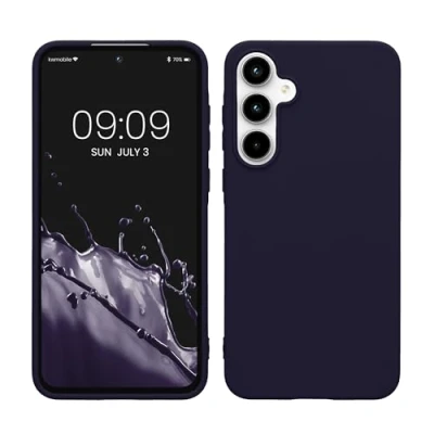 Abbildung von kwmobile Hülle kompatibel mit Samsung Galaxy A55 5G weiches TPU Silikon Case Cover geeignet für kabelloses Laden Deep Ocean