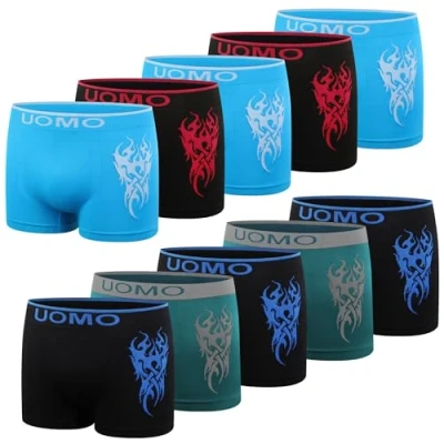 Abbildung von L&amp;K 10er Pack Jungen Boxershorts Herren bequem Mikrofaser Skorpion Tattoosmotiv ab 7 Jahre alt Retroshorts ohne störende Seitennähte 1601 FM 164/170