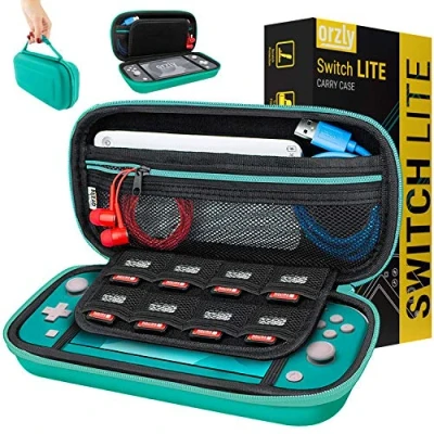 Abbildung von Orzly Tragetasche kompatibel mit Nintendo Switch Lite (2019) Aufbewahrungstasche / Hartschalen Case/Cover/Hülle/Schutzhülle für die Verwendung der Konsole &amp; Accesoires