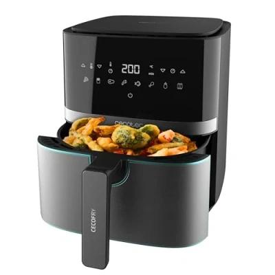 Abbildung von Cecotec Heißluftfritteuse 5,5 L Cecofry Full InoxBlack Pro 5500. 1700 W, Fritteuse ohne Öl, Diät und Digital, Touchpad, Edelstahl Finish, PerfectCook Technologie, Thermostat, 8 Modi