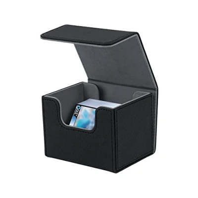 Abbildung von Mcbazel Deck Box für MTG Karten, Kartendeck 100+ einhüllige Halter TCG PU Leder Box, Aufbewahrungstasche, Schwarz