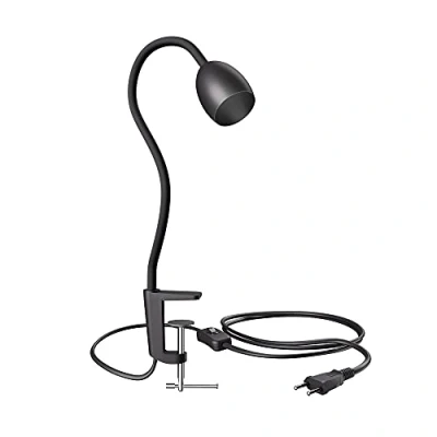 Abbildung von ledscom.de Klemmleuchte, Schwanenhals KLUK, Schalter, schwarz matt, 1x GU10 max. 60W, Kratzschutz, Spot Fokussierung, Direkt Spot, Anpassbares Licht, Klemmbefestigung, Lichtdesign, Dreh Leselicht