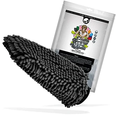 Abbildung von Nuke Guys XL Chenille Auto Waschhandschuh Wasch Handschuh aus Ultra sanften Mikrofasern Mikrofaser Waschschwamm Für eine fusselfreie und kratzerfreie Autowäsche Schwarz