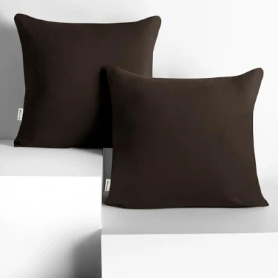 Abbildung von DecoKing 2 Kissenbezüge 40x40 cm Jersey 100% gekämmte Baumwolle Reißverschluss Schokolade braun Amber