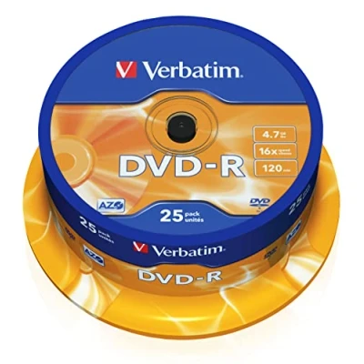 Abbildung von Verbatim DVD R 16x Matt Silver 4.7GB, 25er Pack Spindel, Rohlinge beschreibbar, 16 fache Brenngeschwindigkeit &amp; Hardcoat Scratch Guard, Rohlinge, leer,