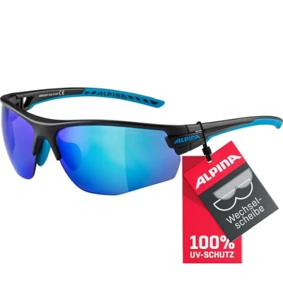 Abbildung von ALPINA TRI SCRAY 2.0 HR Indiv. Anpassbare, Bruchsichere Wechselscheiben Sport &amp; Fahrradbrille Mit 100% UV Schutz Für Erwachsene, black matt cyan, One Size