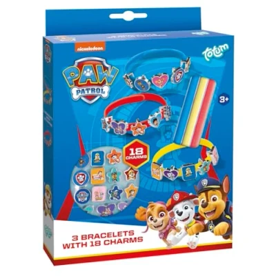 Abbildung von Paw Patrol Charm Armbänder Bastelset Gestalte in 3 verschiedenen Farben mit 18 coolen Charms Motiven deiner Lieblingshelden, Rot,Gelb,Blau