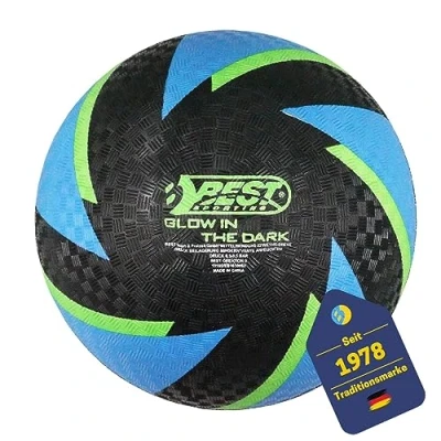 Abbildung von Best Sporting Barfuß Fußball Glow in The Dark I Leichter Ball Größe 5 schwarz Blauer Sportball leuchtender Kickball Kinder Spielball aus PVC Strandball für Drinnen &amp; Draußen