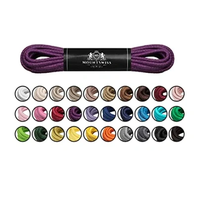 Abbildung von Mount Swiss Luxury Schuhbänder I Wasserabweisende und reißfeste Schnürsenkel rund ø 2 3 mm aus feiner Baumwolle/gewachst Farbe: Violet, Länge: 110 cm