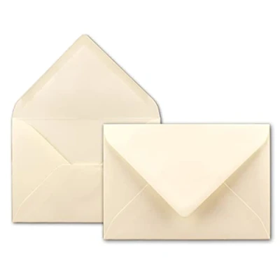 Abbildung von 75x Brief Umschläge in Creme 80 g/m² Kuverts DIN B6 Format 12,5 x 17,6 cm Nassklebung ohne Fenster