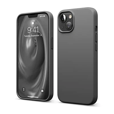 Abbildung von elago Liquid Silicone Case Kompatibel mit iPhone 13 Hülle (6,1&quot;), Hochwertiges Silikon, Rundumschutz Handyhülle : 3 Layer Struktur Schutzhülle, Kratzfestes Weiches Mikrofaserfutter (Dunkelgrau)