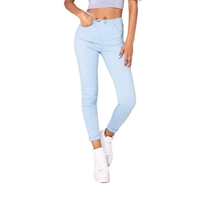 Abbildung von Nina Carter P109 Damen Skinny Fit Jeans High Waist Slim Hose Figurbetonte Stretch Jeanshose (Himmelblau (P109 14), XL)