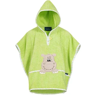 Abbildung von Morgenstern Badeponcho Kinder Baby Mädchen Jungen 100% Baumwolle Oeko TEX Babybadetuch Kapuzenhandtuch Bademantel Frottee Hippo