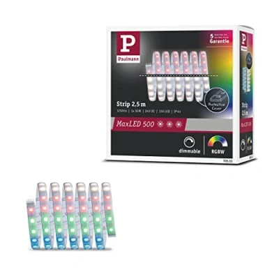 Abbildung von Paulmann 70551 LED Stripe MaxLED 500 2,5m 1375lm IP44 incl. 1x30 W dimmbar RGBW Farbsteuerung Silber Band Kunststoff Lichtband 3000 K