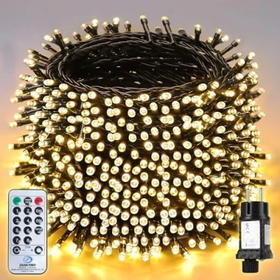 Abbildung von SALCAR 40m 640er LED Lichterkette Weihnachtsbaum, 31V Christbaumbeleuchtung Außen mit Fernbedienung, Wasserdicht 8 Modi und Memory für Innen Garten Balkon Tannenbaum, Warmweiß