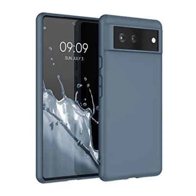 Abbildung von kwmobile Hülle kompatibel mit Google Pixel 6 weiches TPU Silikon Case Cover geeignet für kabelloses Laden Dunkler Schiefer