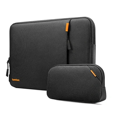 Abbildung von tomtoc 360 Laptop Tasche Hülle für Neu 14 Zoll MacBook Pro M4/M3/M2/M1 Pro/Max (2024 2021) A3401 A3185 A3112 A2992 A2918 A2779 A2442, Stoßfest Laptoptasche Laptophülle Sleeve mit Zubehör