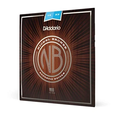 Abbildung von D&#039;Addario Gitarrensaiten Akustikgitarre Westerngitarre Acoustic Guitar Strings NB1253 Nickel Bronze Akustik Gitarre Saiten (Light, 12 53)