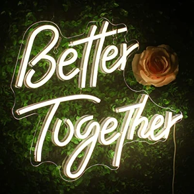 Abbildung von Looklight Better Together Neonschilder Warmweiße LED Neon Schild für Wand Dekoration USB Buchstabe Neonlicht Schlafzimmer Hochzeit Geburtstag Party Bar Zimmers Geschenk
