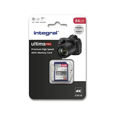 Abbildung von Integral 64 GB SD Karte 4K Ultra HD Video High Speed SDXC V30 UHS I U3 Class 10 Speicherkarte bis zu 100 MB/s, Farbe kann variieren
