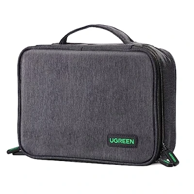 Abbildung von UGREEN Elektronik Reise Kabeltasche universal Travel Cable Organizer Electronics Accessories Case 2 Schicht große Elektronische Zubehör Tasche für Kabel, Ladegerät, Powerbank, Tablet