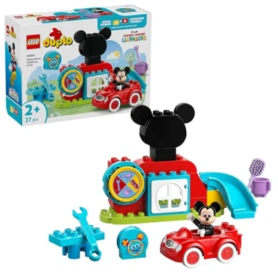 Abbildung von LEGO DUPLO Disney Mickys Clubhaus und Auto Lernspielzeug für Vorschulkinder Bauset mit 2 Minifiguren, inkl. Micky Maus Computer Toodles Geschenkidee Jungen &amp; Mädchen ab Jahren 10454