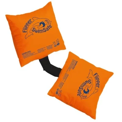 Abbildung von Flipper Swimsafe 1080 Schwimmkissen für Kleinkinder aus Baumwolle, sichere Schwimmhilfe mit verstellbarem Gummiband zum Schwimmen lernen, Orange