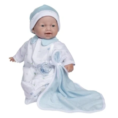 Abbildung von JC Toys La Baby Kaukasisches Babypuppen Set Weiche 28 cm Babypuppe Waschbar Abnehmbares blaues Outfit mit Mütze, Decke &amp; Schnuller Für Kinder ab 12 Monaten
