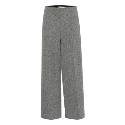 Abbildung von ICHI Ihkate Jacquard Stoffhose, Damen, Größe: XS, Black white herringbone