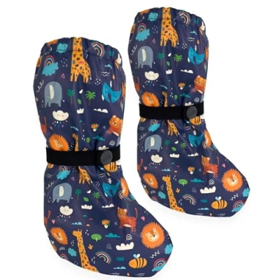 Abbildung von HECKBO Baby Regenfüßlinge mit Vlies Flutter 3 18 Monate Dschungel wasserdicht Futter Überziehschuhe Krabbelschuhe Überzug Outdoor Sommer Matschschuhe