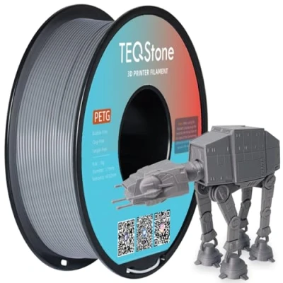 Abbildung von TEQStone PETG Filament 1.75mm Grau 1KG, Maßhaltigkeit +/ 0.02mm Spule Sauber Gewickelt 3D Drucker Vakuumverpackung