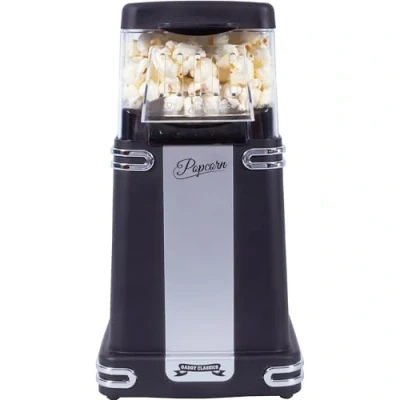 Abbildung von Gadgy Popcornmaschine Heissluft Retro Popcorn Maker Maschine für Fettfreies Ölfreies Gesunder Snack ohne oder mit Zucker und Öl Popkorn schwarz Zuhause