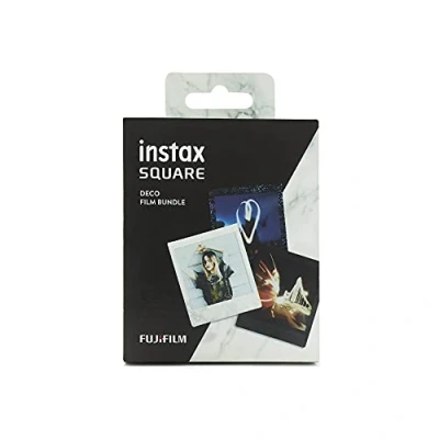 Abbildung von INSTAX Square Film 30 Shot with Star Illumination, White Marble &amp; Black Borrow