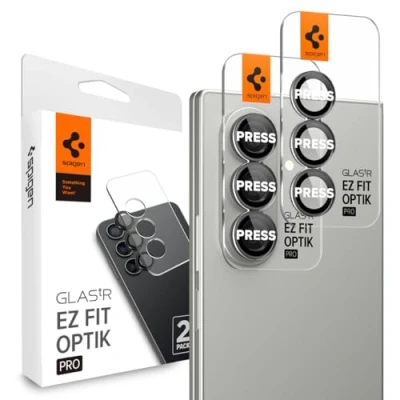 Abbildung von Spigen Glas.tR EZ Fit Optik Pro Kameraschutz kompatibel mit Samsung Galaxy Z Fold7, 2 Stück, Schwarz, Individuelle Kameraprotektion, kratzfest, 9H Härte