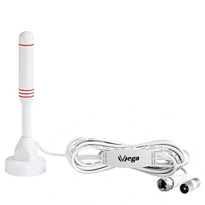 Abbildung von VSG24 DVBT2 Antenne Mobile Mini HDTV Zimmerantenne für Fernseher, max. Signalqualität durch ALU Kern, 3m Kabel DVB T2 Fernseher freenet tv innen außen