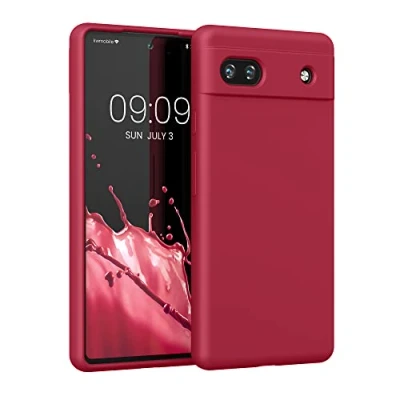 Abbildung von kwmobile Hülle kompatibel mit Google Pixel 6a Silikon Handy Case Handyhülle weiche Oberfläche kabelloses Laden Sweet Cherry