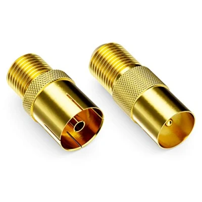 Abbildung von deleyCON SAT Adapter Set F Stecker zum Antennenkabel Kupplung Koax Buchse auf 1x IEC Antennenstecker und Antennenbuchse